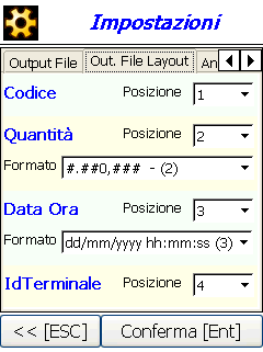OUTPUT FILE In questa pagina si possono settare alcune impostazioni per la creazione del file di output. Nome File: nome del file di output con estensione.