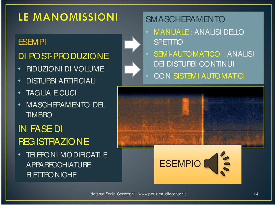 ELETTRONICHE SMASCHERAMENTO MANUALE : ANALISI DELLO SPETTRO SEMI-AUTOMATICO : ANALISI DEI