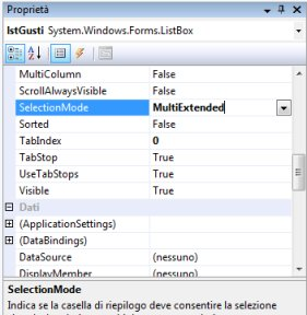 Ancora su ListBox e Cicli Ancora su ListBox e cicli Oggi torniamo sulle ListBox e i cicli. Per prima cosa vogliamo mostrare come gestire le ListBox in cui vogliamo permettere una selezione multipla.