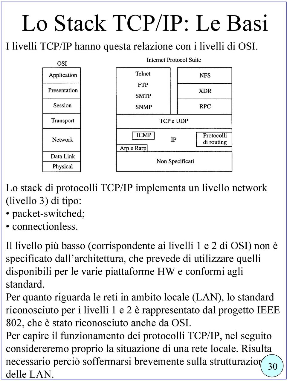 Il livello più basso (corrispondente ai livelli 1 e 2 di OSI) non è specificato dall architettura, che prevede di utilizzare quelli disponibili per le varie piattaforme HW e conformi agli