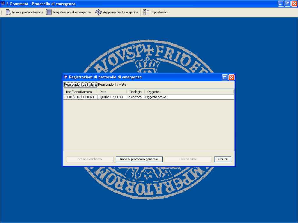 13.6. Il registro dei protocolli di emergenza Il client di emergenza offre due funzionalità: la visualizzazione dell elenco delle registrazioni ancora da inviare al PdP la visualizzazione dell elenco