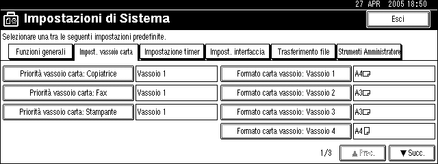 Impostazione della carta alimentata dal vassoio bypass D Selezionare il formato della carta.