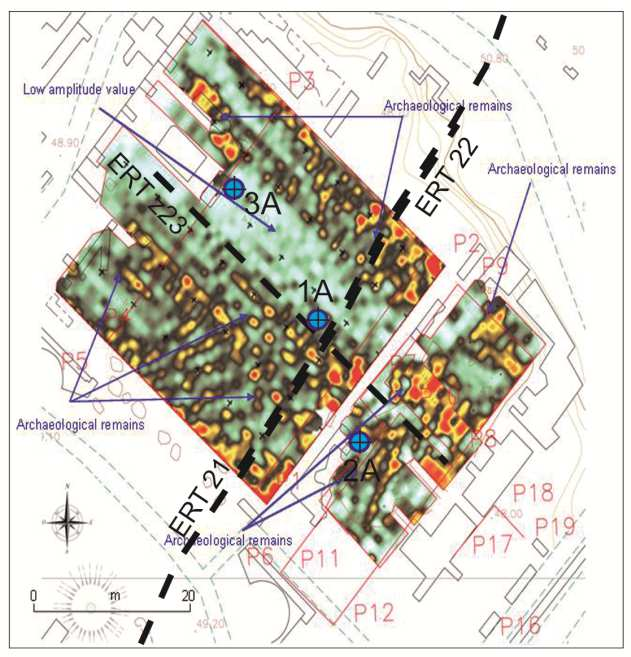 Strato antropico e MS di livello 1 Modello di sottosuolo: mappatura della morfologia sepolta (1) No Man s Land (Palatino) Integrazione di ERT, GPR, sondaggi