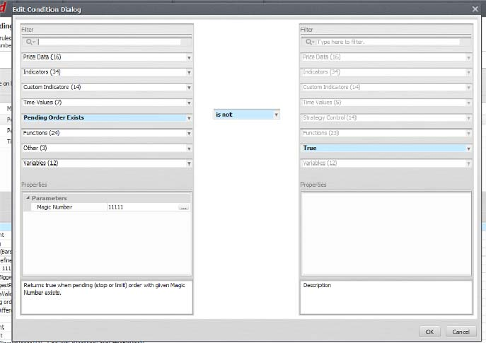 Pending Order Exist: restituisce true quando esiste un ordine pendente (stop o limit) specificato da un