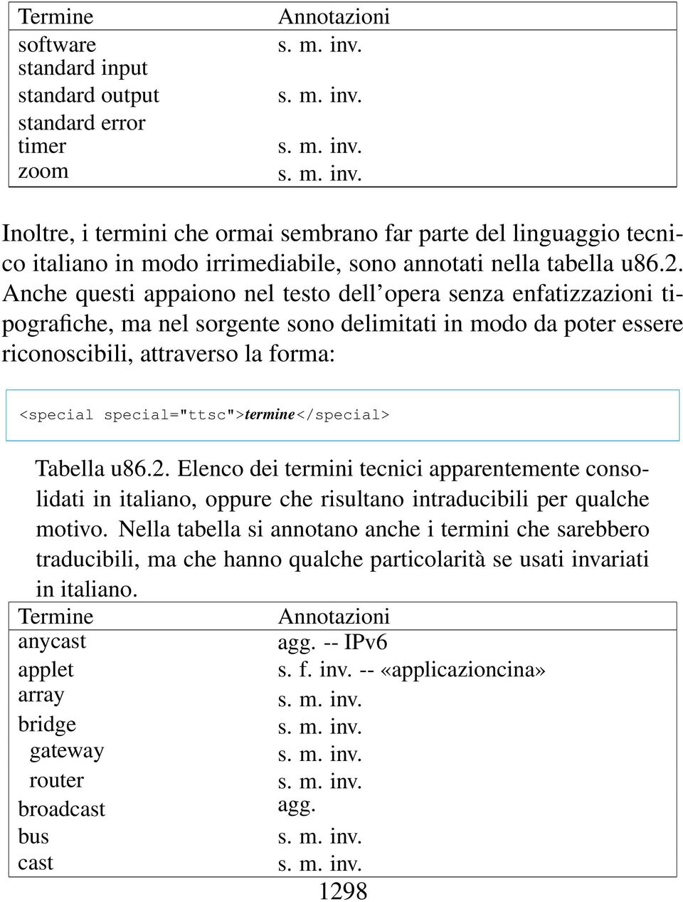 Anche questi appaiono nel testo dell opera senza enfatizzazioni tipografiche, ma nel sorgente sono delimitati in modo da poter essere riconoscibili, attraverso la forma: <special