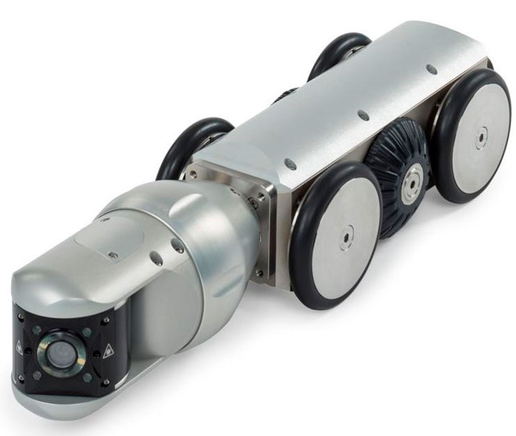 Carro FW 90 L Basic Per tubazioni da 100 a 250 mm Testa telecamera brandeggiabile RI 78 FW Corro sterzante con 6 ruote motrici D 63 Sensore inclinazione con dato visualizzato a monitor Sensore