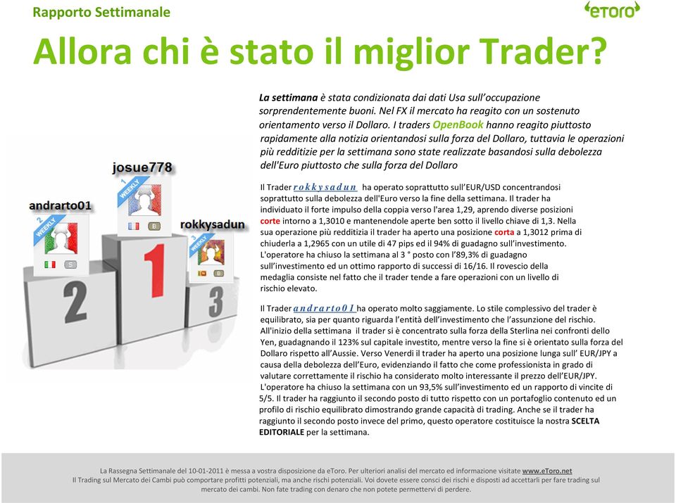 I traders OpenBook hanno reagito piuttosto rapidamente alla notizia orientandosi sulla forza del Dollaro, tuttavia le operazioni più redditizie per la settimana sono state realizzate basandosi sulla