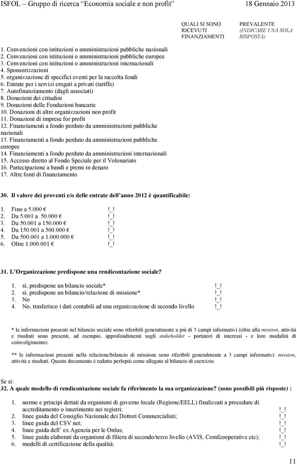 organizzazione di specifici eventi per la raccolta fondi 6. Entrate per i servizi erogati a privati (tariffe) 7. Autofinanziamento (dagli associati) 8. Donazioni dei cittadini 9.