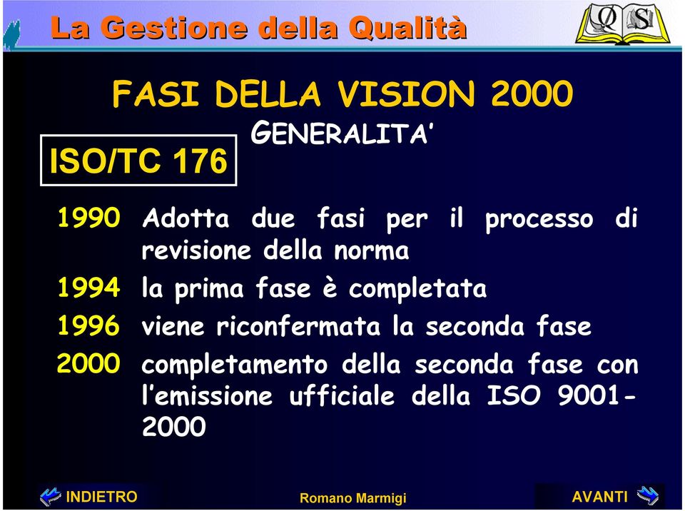 completata 1996 viene riconfermata la seconda fase 2000