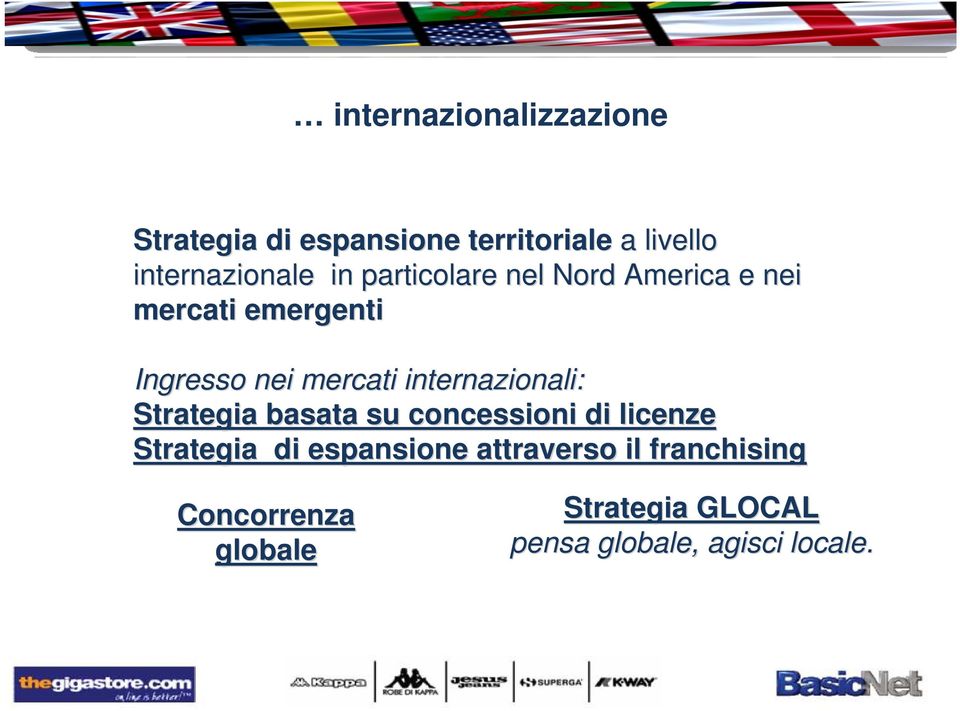 internazionali: Strategia basata su concessioni di licenze Strategia di espansione