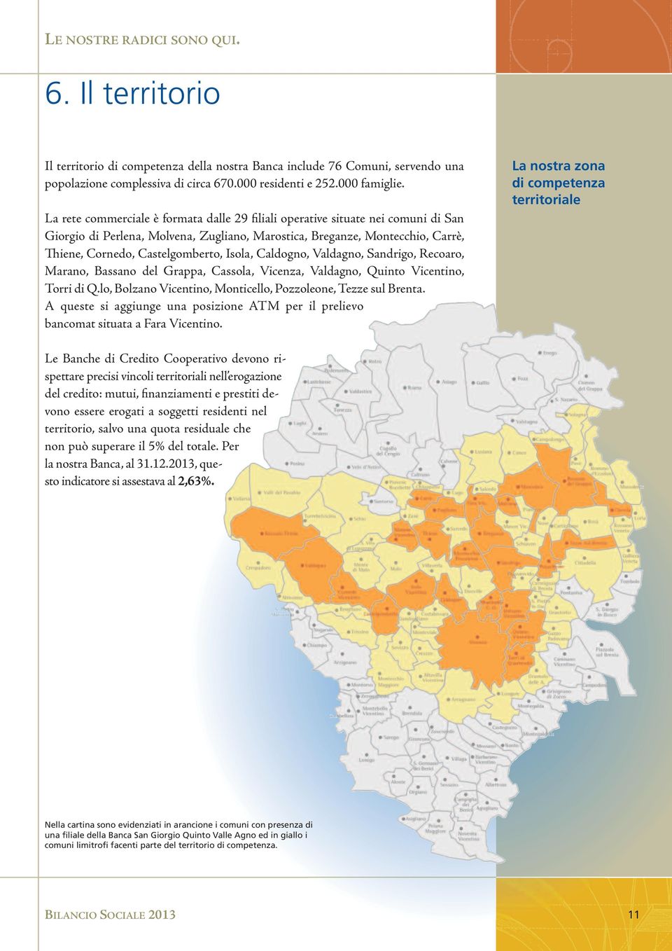 Caldogno, Valdagno, Sandrigo, Recoaro, Marano, Bassano del Grappa, Cassola, Vicenza, Valdagno, Quinto Vicentino, Torri di Q.lo, Bolzano Vicentino, Monticello, Pozzoleone, Tezze sul Brenta.