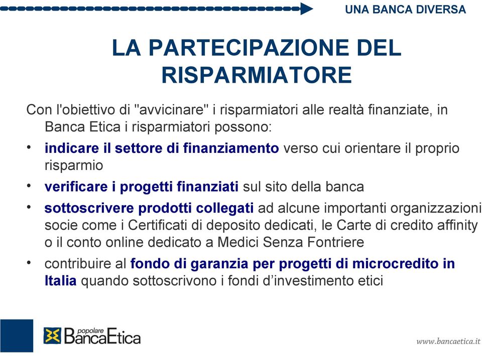 banca sottoscrivere prodotti collegati ad alcune importanti organizzazioni socie come i Certificati di deposito dedicati, le Carte di credito affinity o