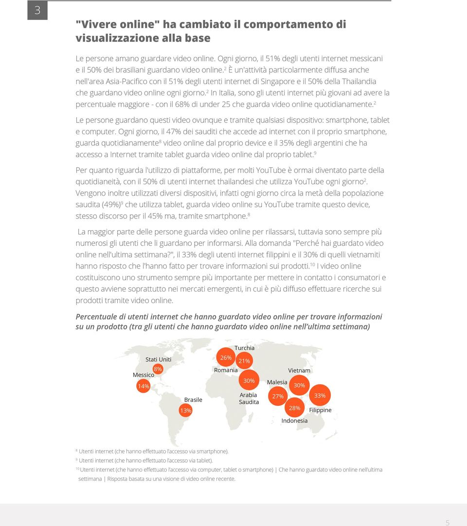 2 È un'attività particolarmente diffusa anche nell'area Asia-Pacifico con il 51% degli utenti internet di Singapore e il 50% della Thailandia che guardano [Map video showing online online ogni