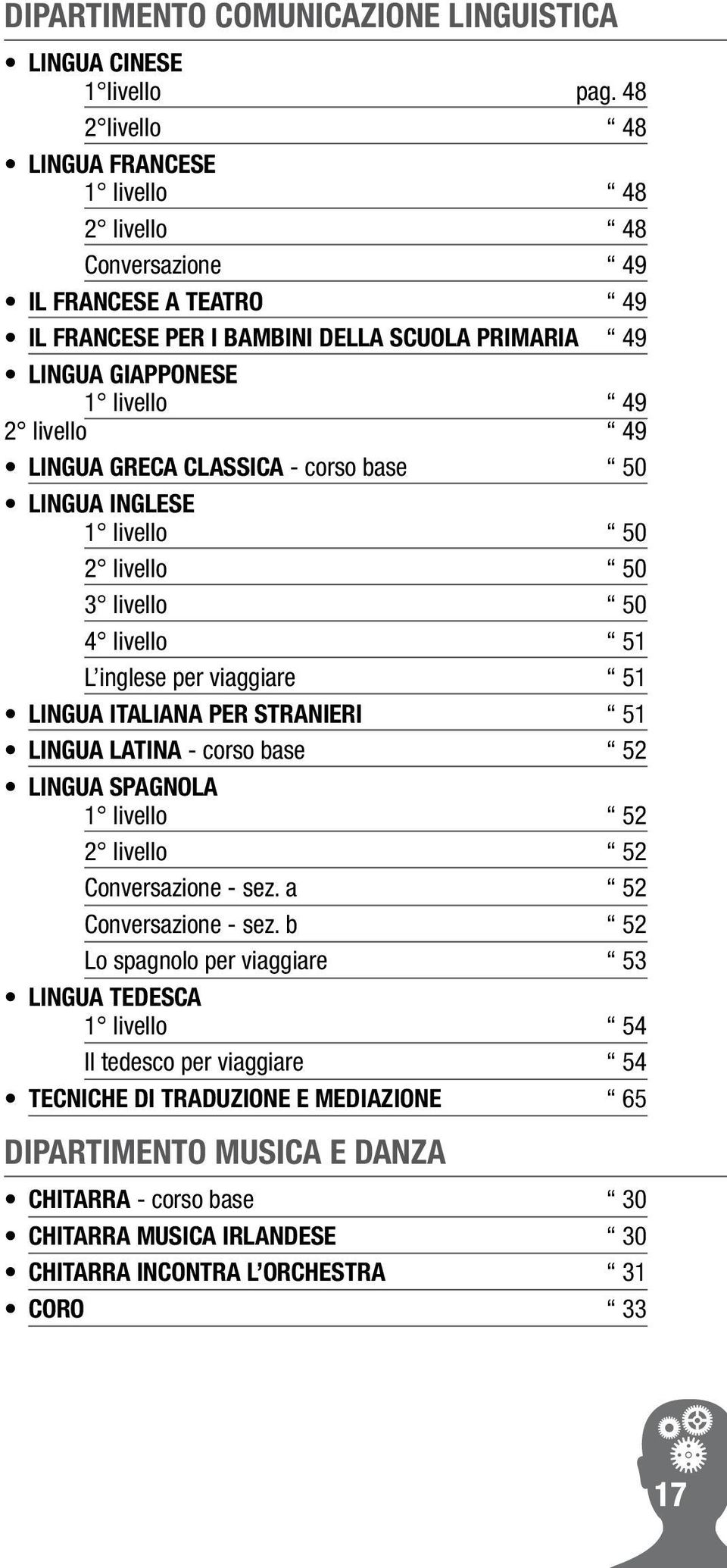 Lingua greca classica - corso base 50 Lingua inglese 1 livello 50 2 livello 50 3 livello 50 4 livello 51 L inglese per viaggiare 51 Lingua italiana per stranieri 51 Lingua latina - corso base 52