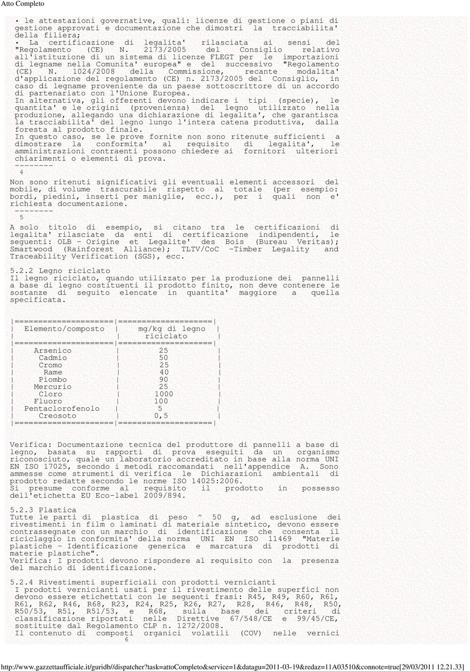 1024/2008 della Commissione, recante modalita' d'applicazione del regolamento (CE) n.