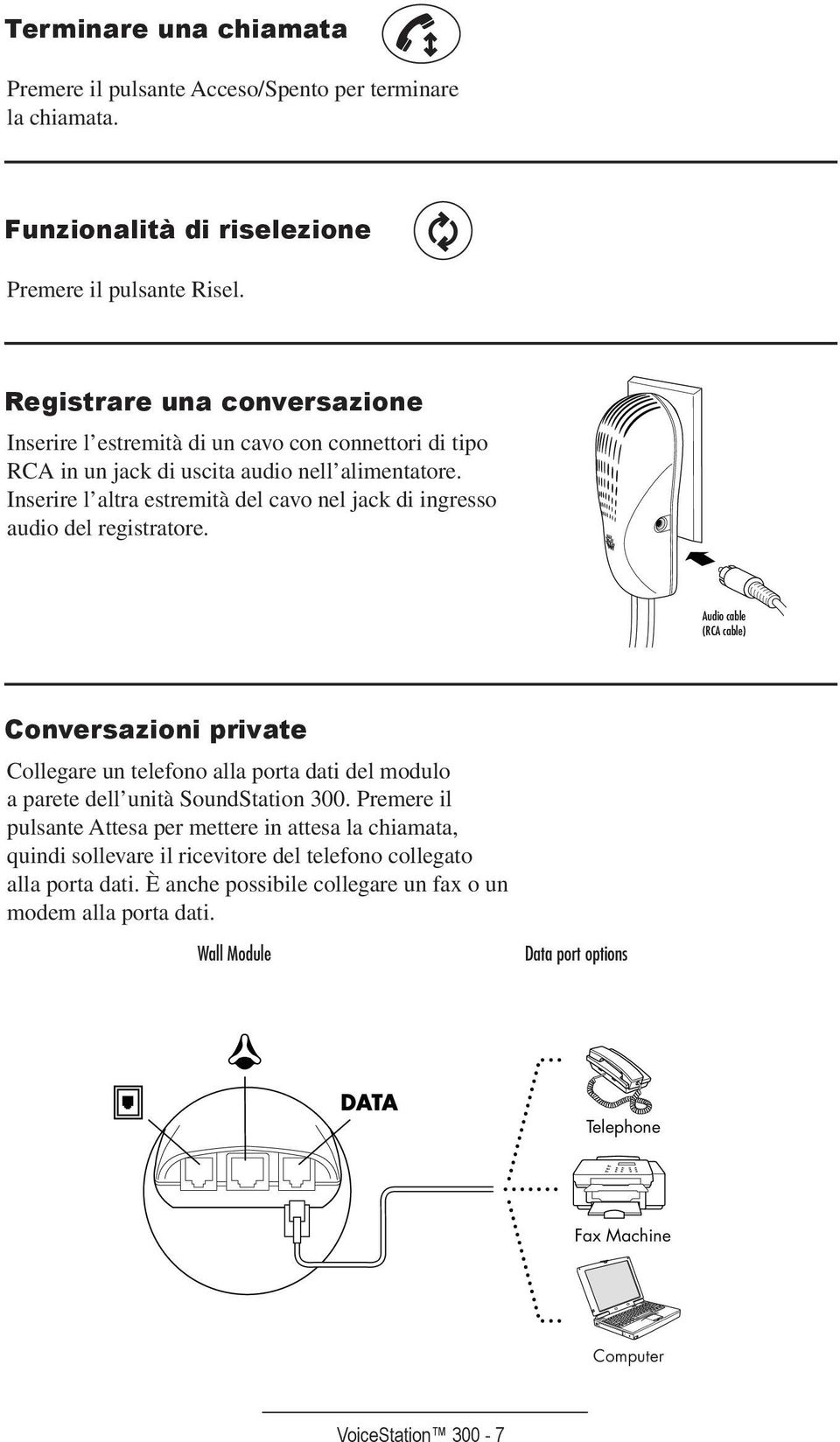 Inserire l altra estremità del cavo nel jack di ingresso audio del registratore.