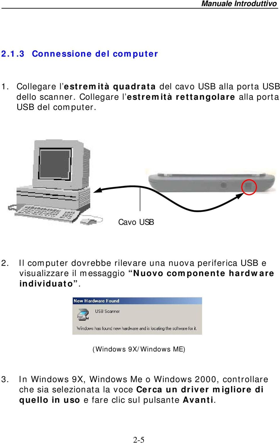 Il computer dovrebbe rilevare una nuova periferica USB e visualizzare il messaggio Nuovo componente hardware individuato.