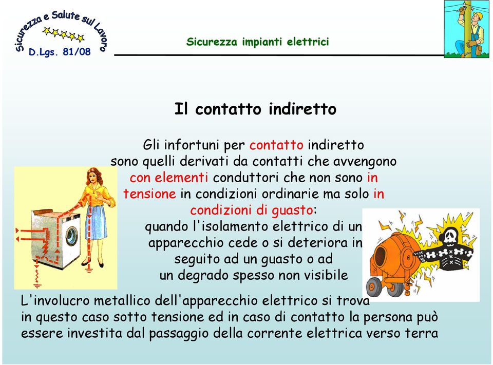 si deteriora in seguito ad un guasto o ad un degrado spesso non visibile L'involucro metallico dell'apparecchio elettrico si trova in