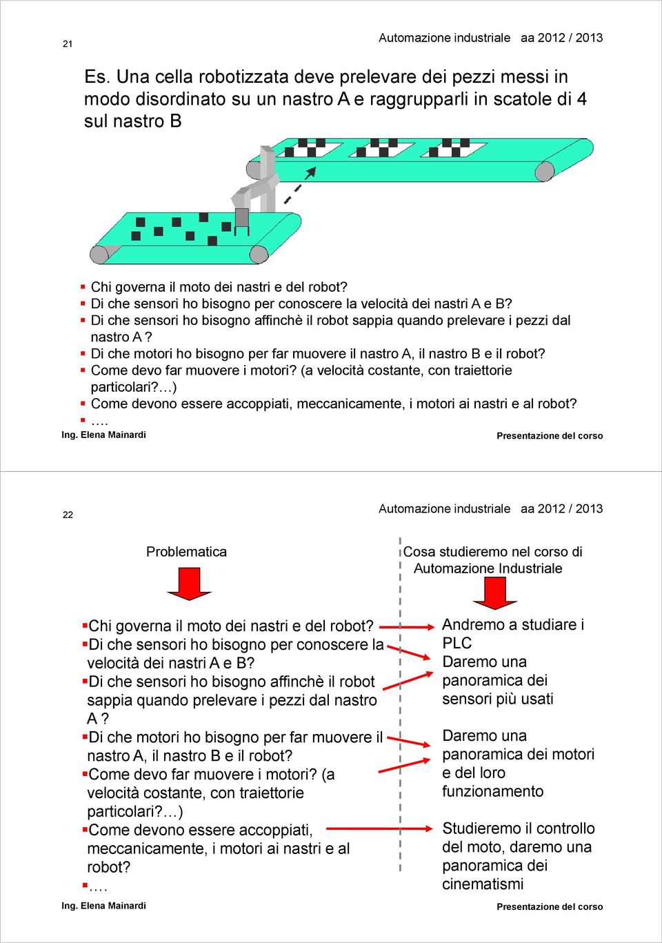 Di che motori ho bisogno per far muovere il nastro A, il nastro B e il robot? Come devo far muovere i motori? (a velocità costante, con traiettorie particolari?