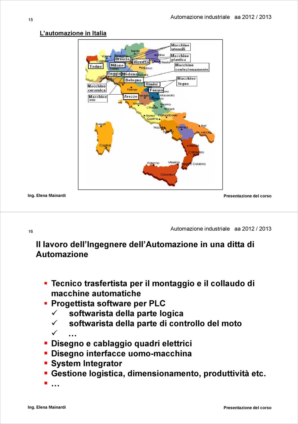 softwarista della parte logica softwarista della parte di controllo del moto Disegno e cablaggio quadri