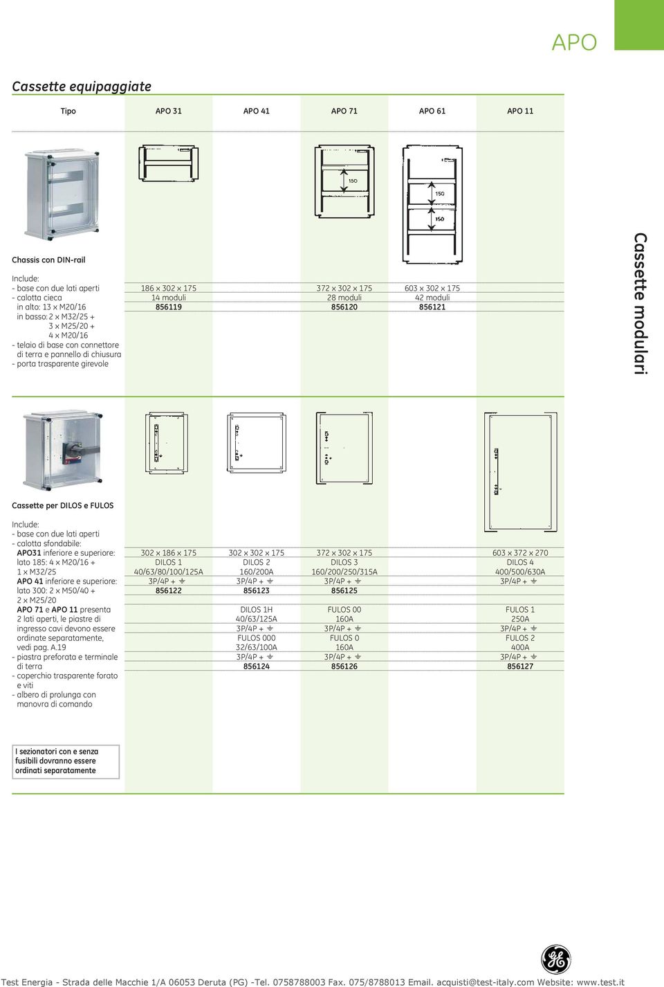 Include: base con due lati aperti calotta sfondabile: APO3 inferiore e superiore: lato 85: x M0/6 + x M3/5 APO inferiore e superiore: lato 300: x M50/0 + x M5/0 APO 7 e APO presenta lati aperti, le