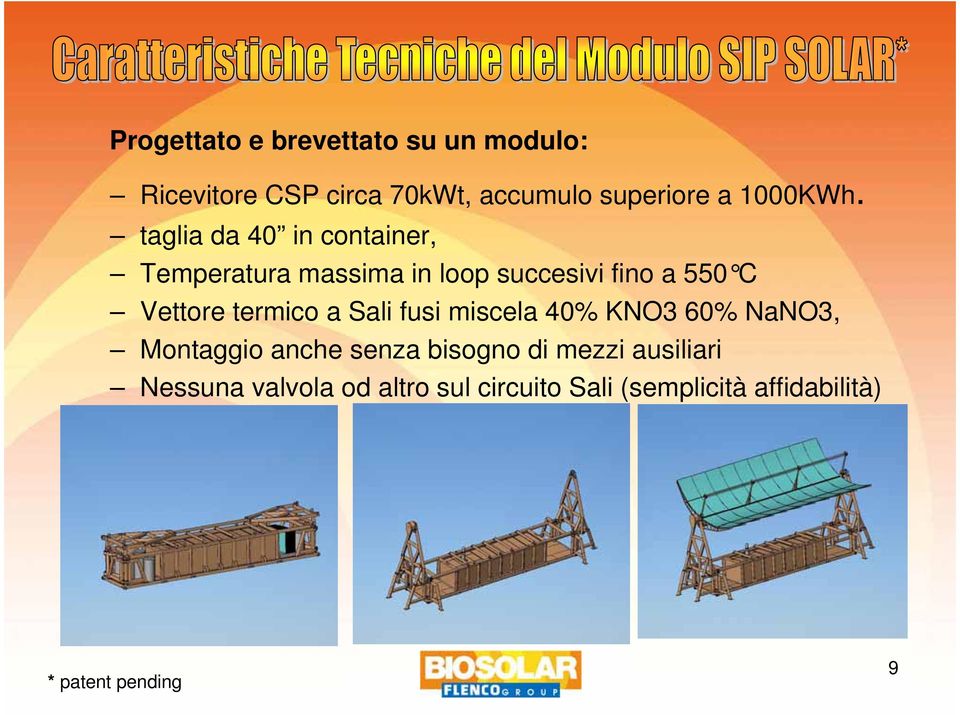 taglia da 40 in container, Temperatura massima in loop succesivi fino a 550 C Vettore