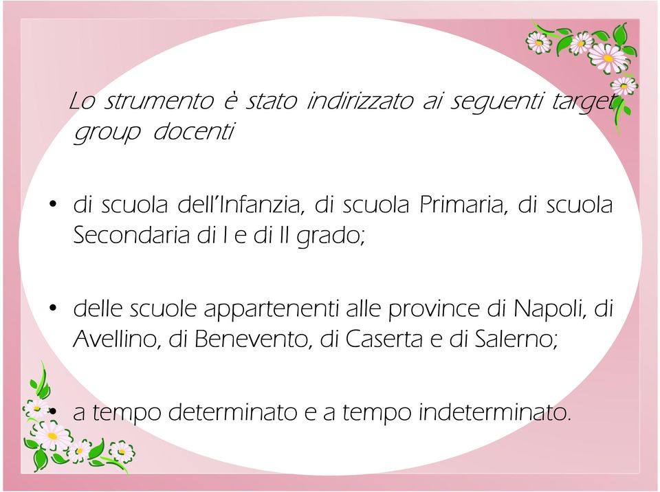 II grado; delle scuole appartenenti alle province di Napoli, di Avellino,