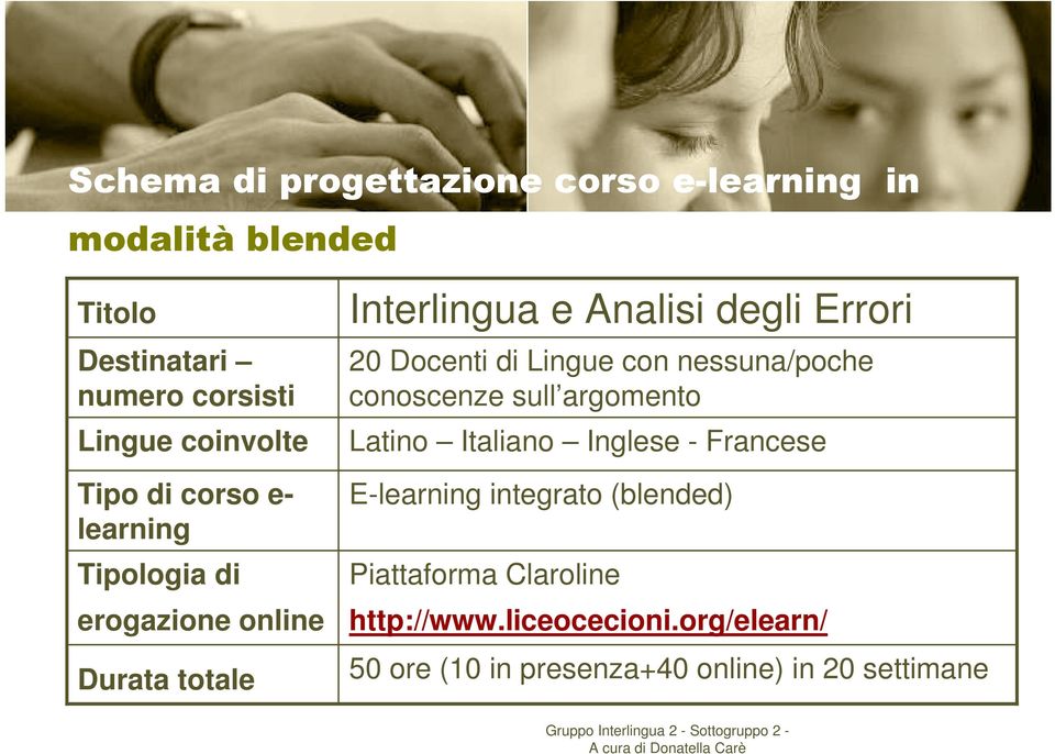 Docenti di Lingue con nessuna/poche conoscenze sull argomento Latino Italiano Inglese - Francese E-learning