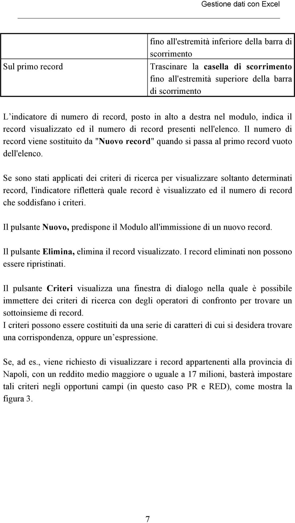 Il numero di record viene sostituito da "Nuovo record" quando si passa al primo record vuoto dell'elenco.