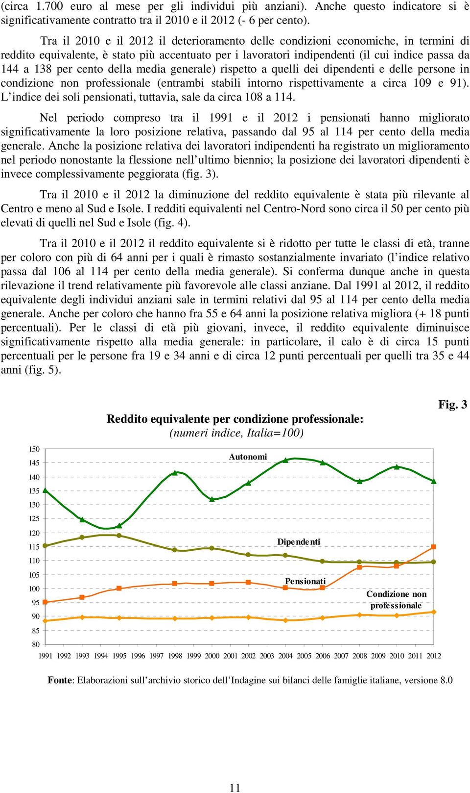 media generale) rispetto a quelli dei dipendenti e delle persone in condizione non professionale (entrambi stabili intorno rispettivamente a circa 09 e 9).