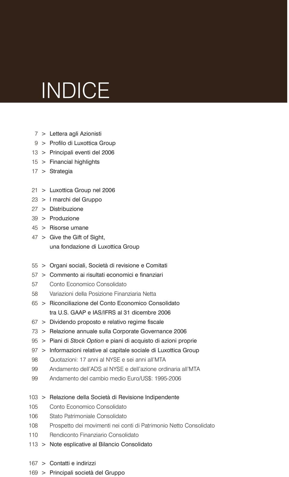 Commento ai risultati economici e finanziari Conto Economico Consolidato Variazioni della Posizione Finanziaria Netta > Riconciliazione del Conto Economico Consolidato tra U.S.