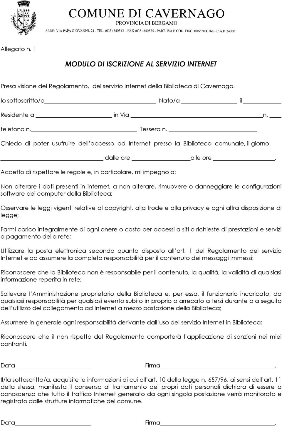 Accetto di rispettare le regole e, in particolare, mi impegno a: Non alterare i dati presenti in internet, a non alterare, rimuovere o danneggiare le configurazioni software dei computer della