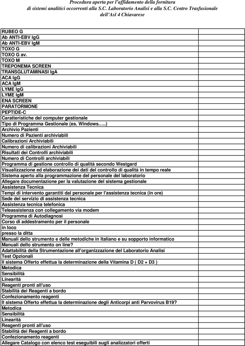 gestione controllo di qualità secondo Westgard Visualizzazione ed elaborazione dei dati del controllo di qualità in tempo reale Sistema aperto alla programmazione del personale del laboratorio