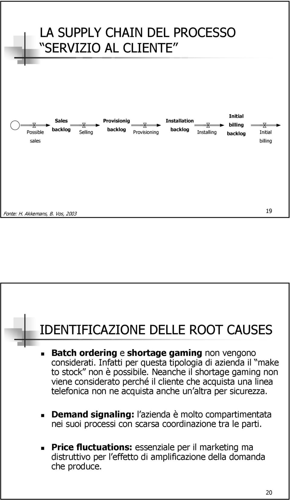 Infatti per questa tipologia di azienda il make to stock non è possibile.