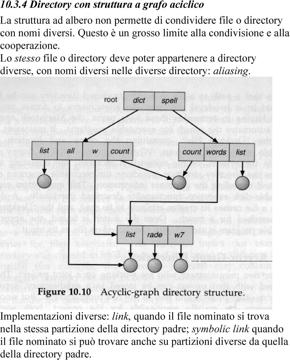 Lo stesso file o directory deve poter appartenere a directory diverse, con nomi diversi nelle diverse directory: aliasing.