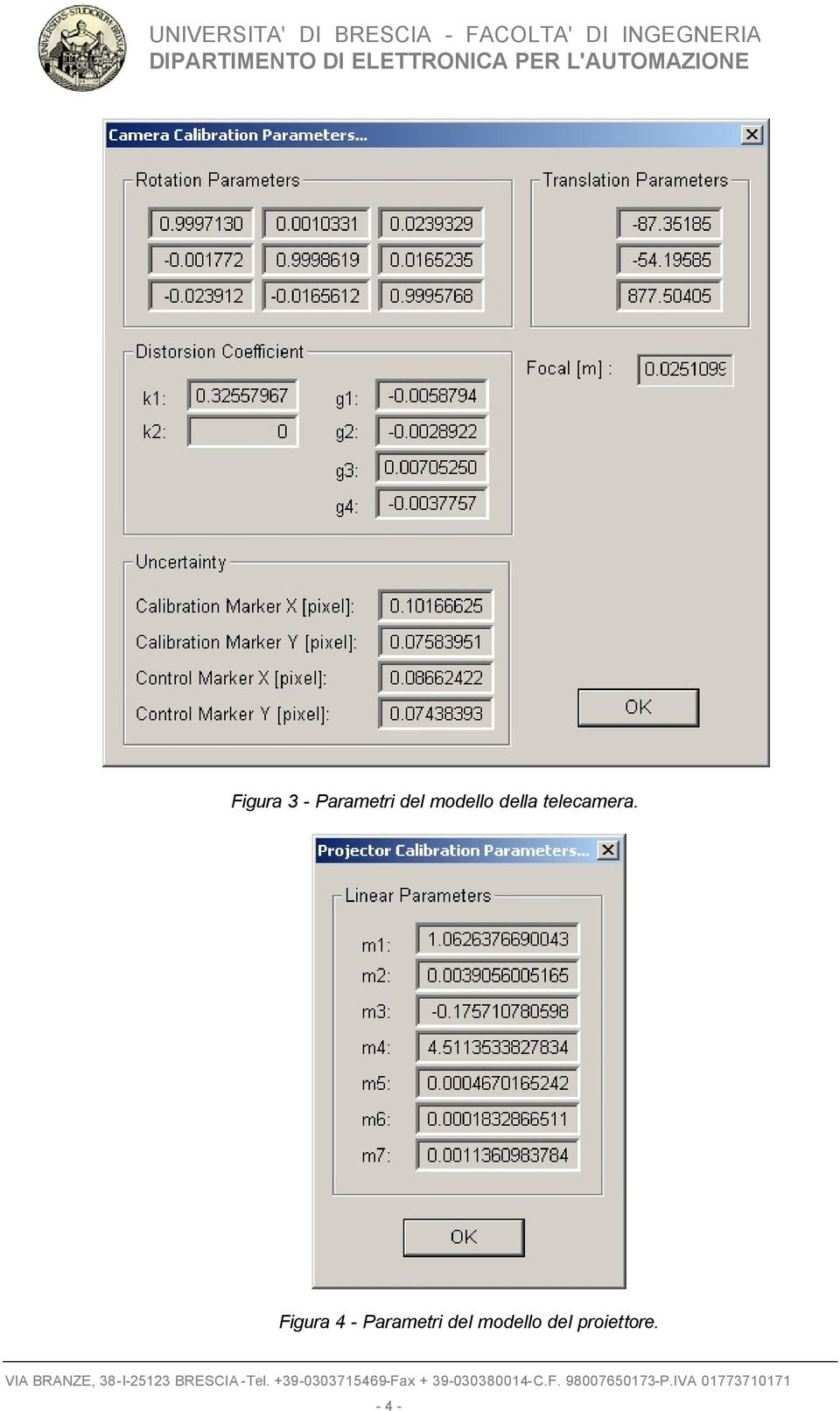 Figura 4 - Parametri del