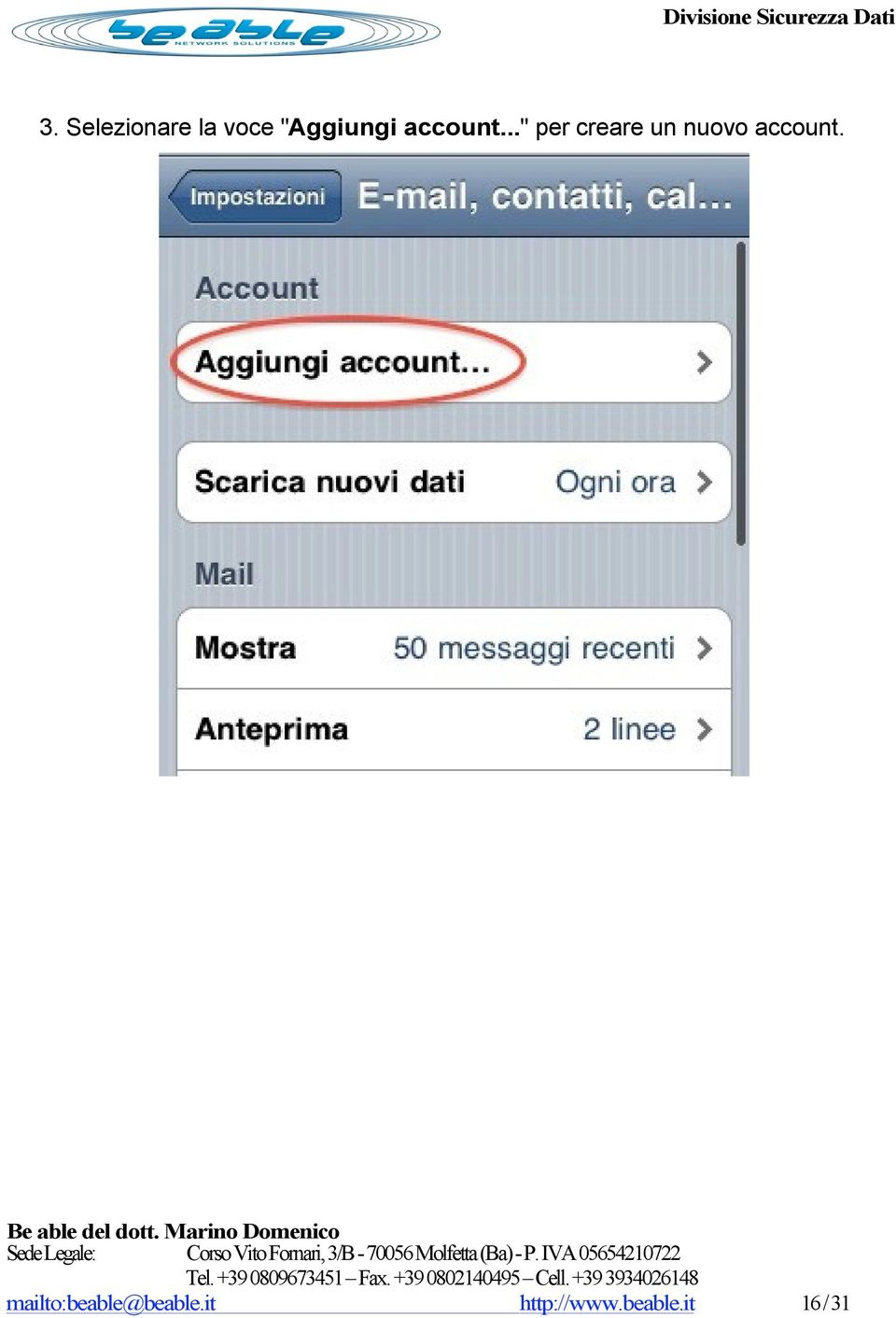 .." per creare un nuovo account.