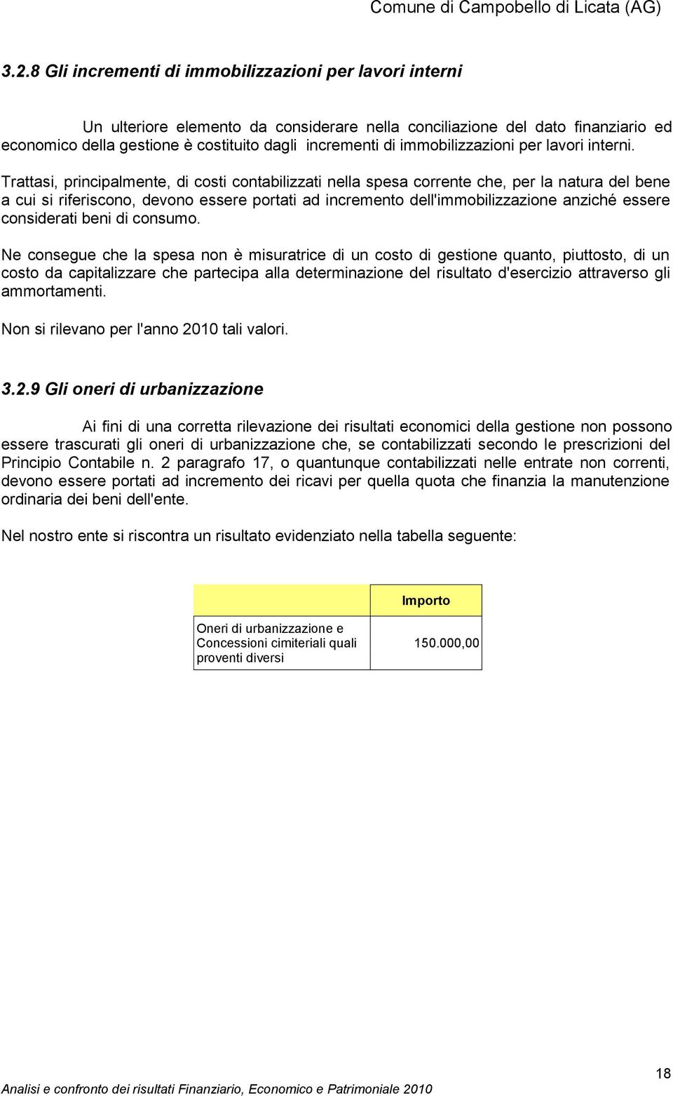 Trattasi, principalmente, di costi contabilizzati nella spesa corrente che, per la natura del bene a cui si riferiscono, devono essere portati ad incremento dell'immobilizzazione anziché essere