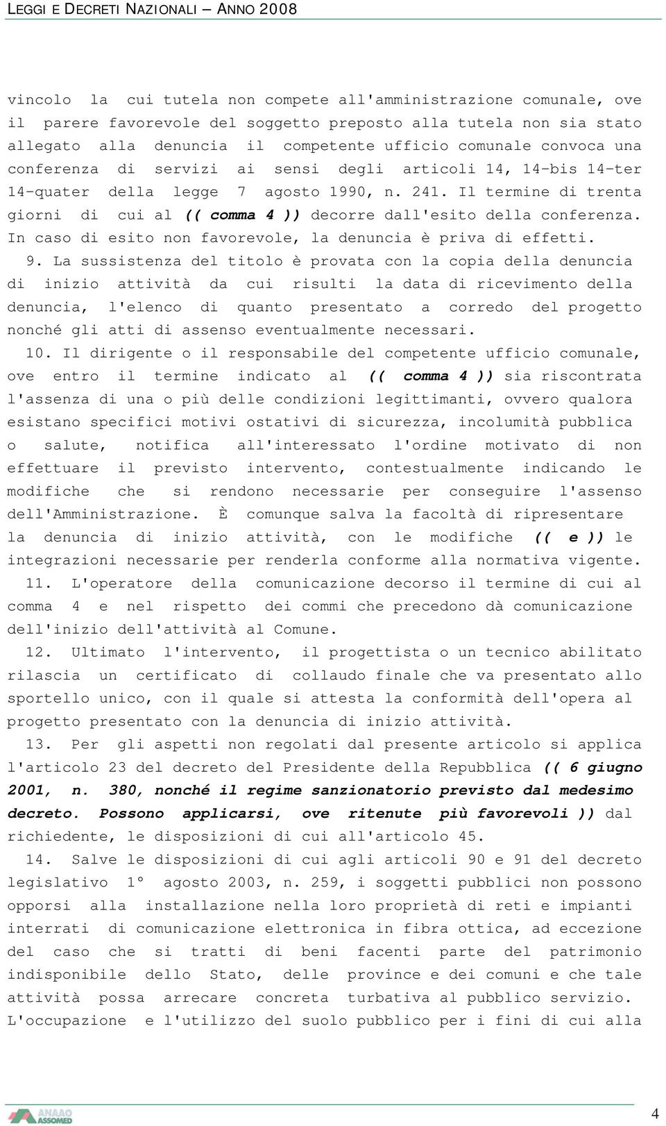 Il termine di trenta giorni di cui al (( comma 4 )) decorre dall'esito della conferenza. In caso di esito non favorevole, la denuncia è priva di effetti. 9.