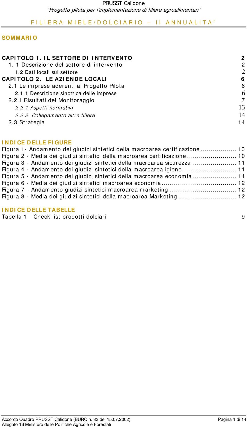 . Collegamento altre filiere 4.3 Strategia 4 INDICE DELLE FIGURE Figura - Andamento dei giudizi sintetici della macroarea certificazione.