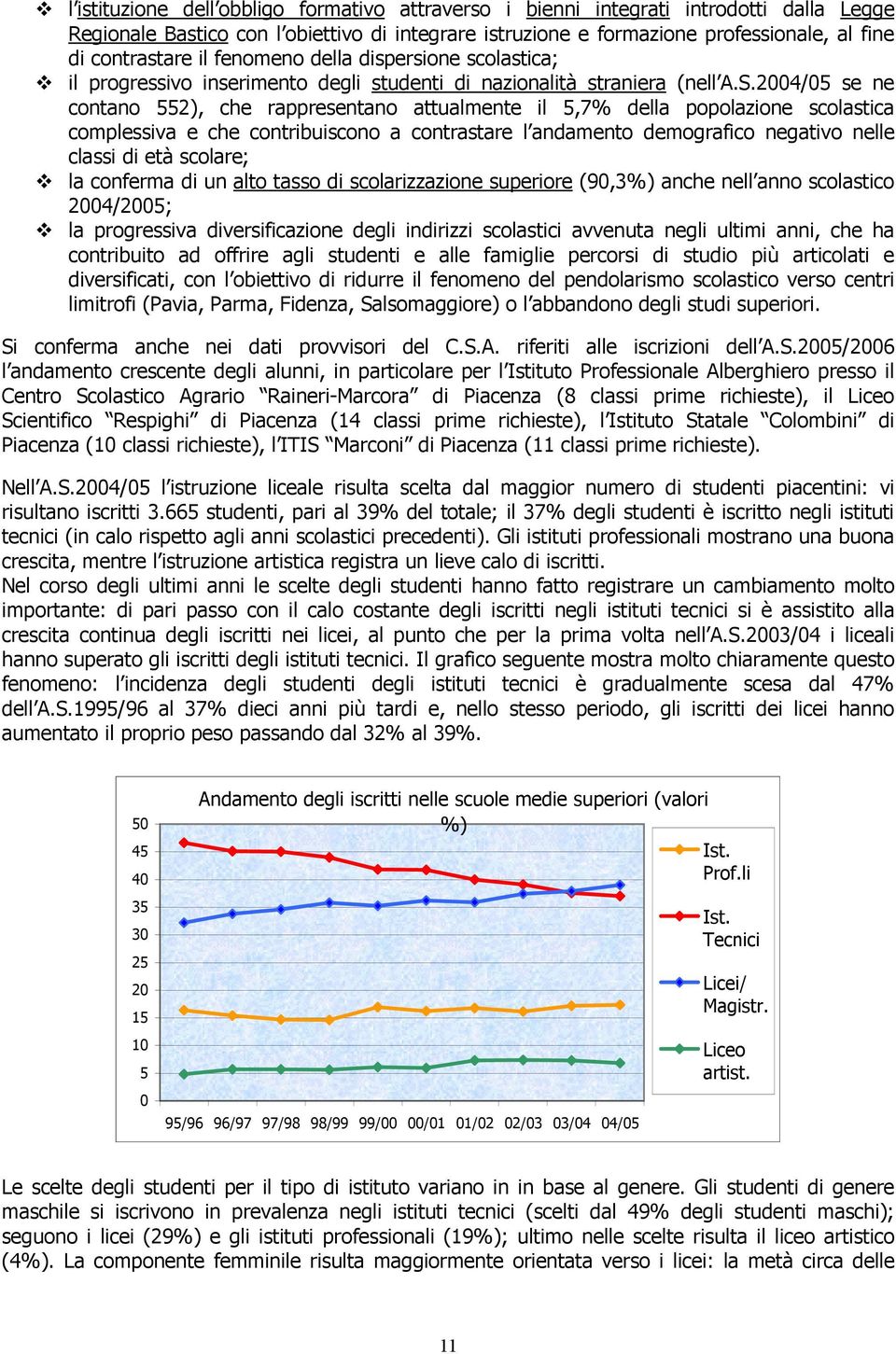 2004/05 se ne contano 552), che rappresentano attualmente il 5,7% della popolazione scolastica complessiva e che contribuiscono a contrastare l andamento demografico negativo nelle classi di età