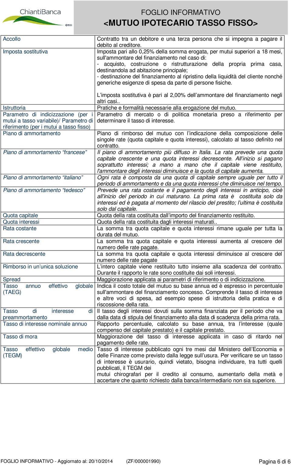 destinandola ad abitazione principale; - destinazione del finanziamento al ripristino della liquidità del cliente nonché generiche esigenze di spesa da parte di persone fisiche.