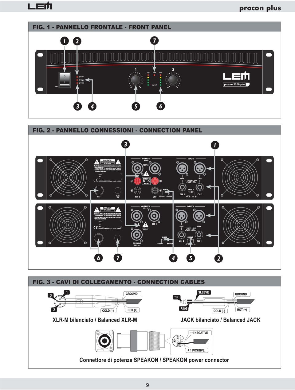 3 - CAVI DI COLLEGAMENTO - CONNECTION CABLES XLR-M bilanciato /