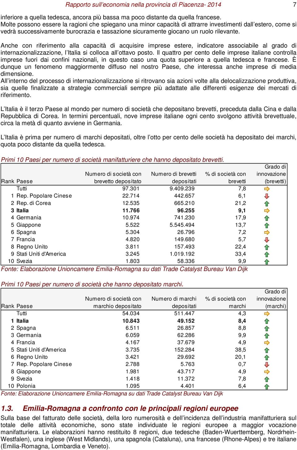 Anche con riferimento alla capacità di acquisire imprese estere, indicatore associabile al grado di internazionalizzazione, l Italia si colloca all ottavo posto.