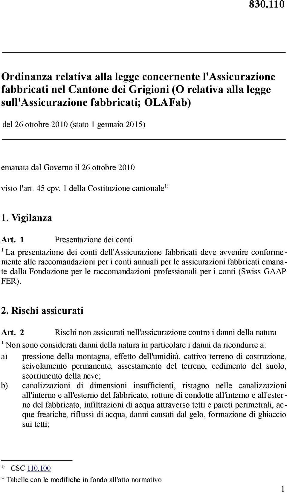 Presentazione dei conti La presentazione dei conti dell'assicurazione fabbricati deve avvenire conformemente alle raccomandazioni per i conti annuali per le assicurazioni fabbricati emanate dalla