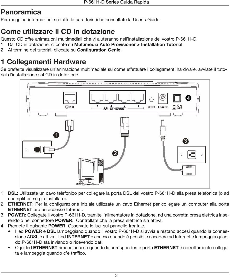 1 Dal CD in dotazione, cliccate su Multimedia Auto Provisioner > Installation Tutorial. 2 Al termine del tutorial, cliccate su Configuration Genie.