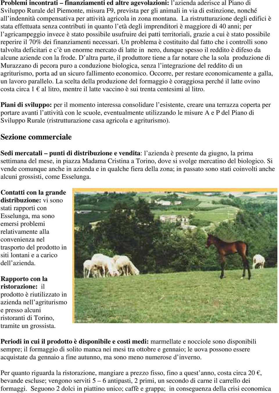 La ristrutturazione degli edifici è stata effettuata senza contributi in quanto l età degli imprenditori è maggiore di 40 anni; per l agricampeggio invece è stato possibile usufruire dei patti