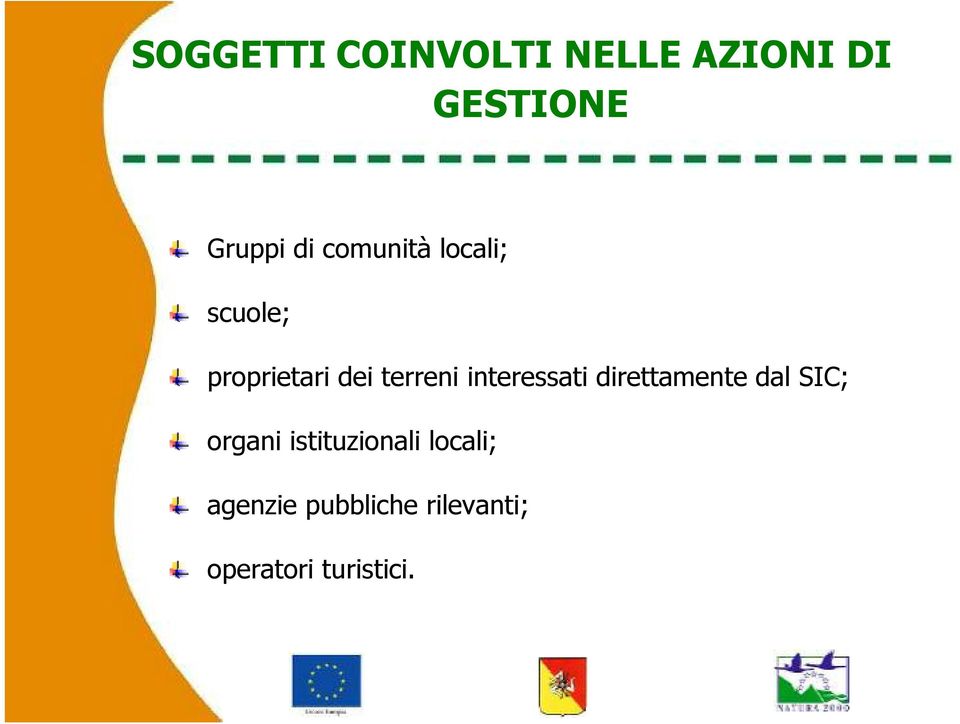 interessati direttamente dal SIC; organi