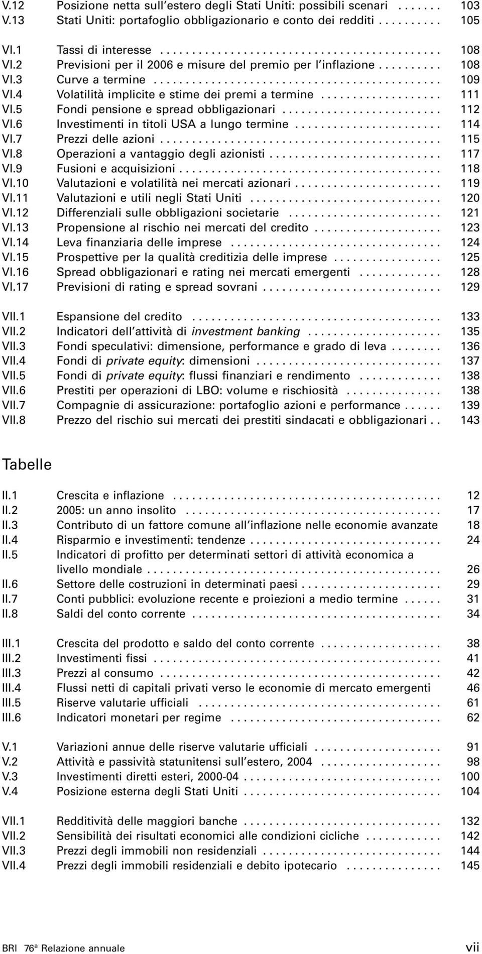 .................. 111 VI.5 Fondi pensione e spread obbligazionari......................... 112 VI.6 Investimenti in titoli USA a lungo termine....................... 114 VI.7 Prezzi delle azioni.