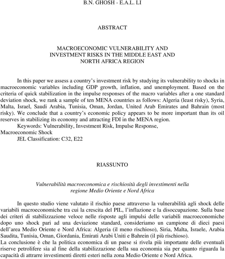 macroeconomic variables including GDP growth, inflation, and unemployment.